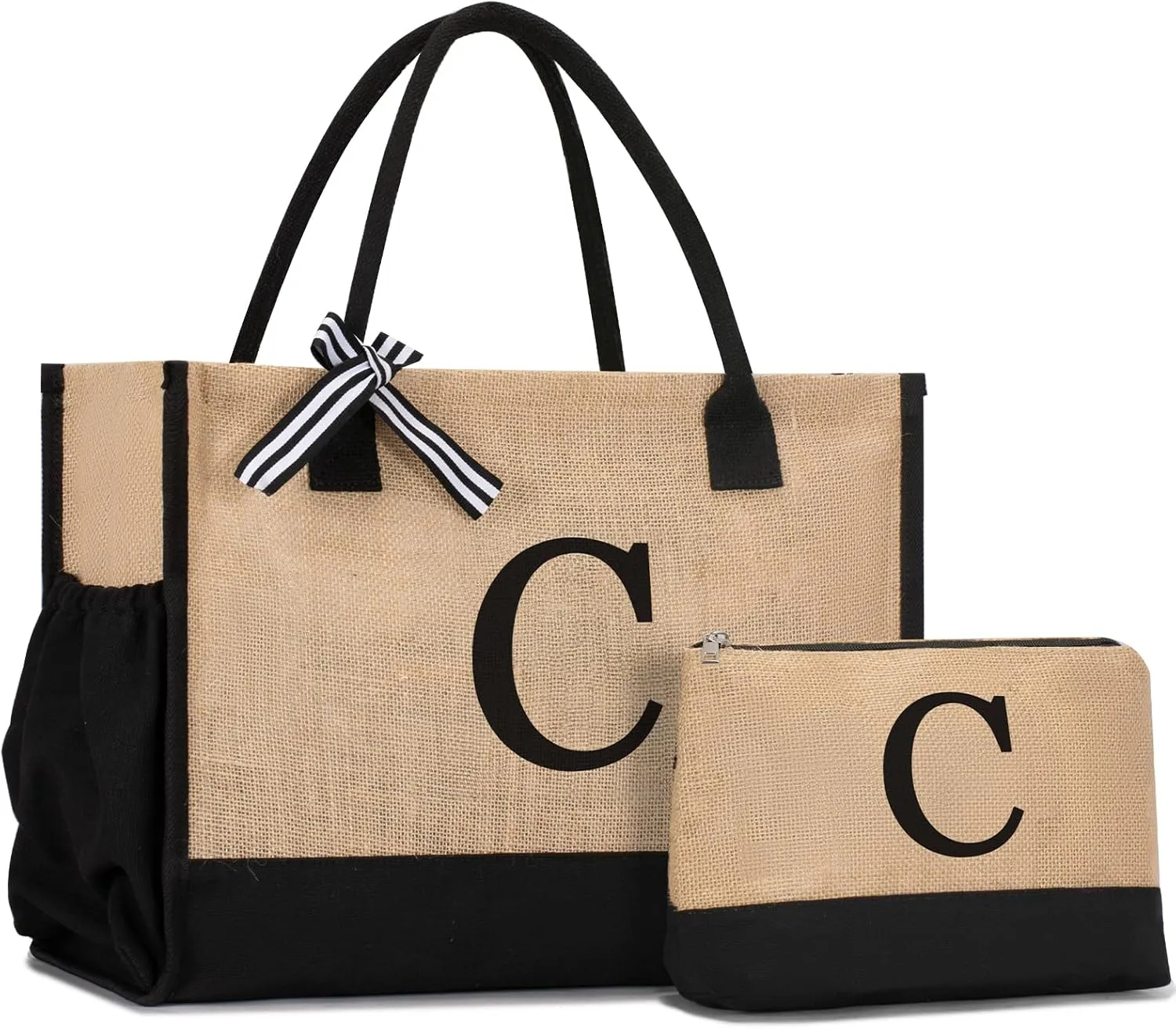 Initial Canvas Tote Bag Birthdays Gift for Women Mom Teacher Friend Bridesmaid,Custom for Wedding Beach Holidays