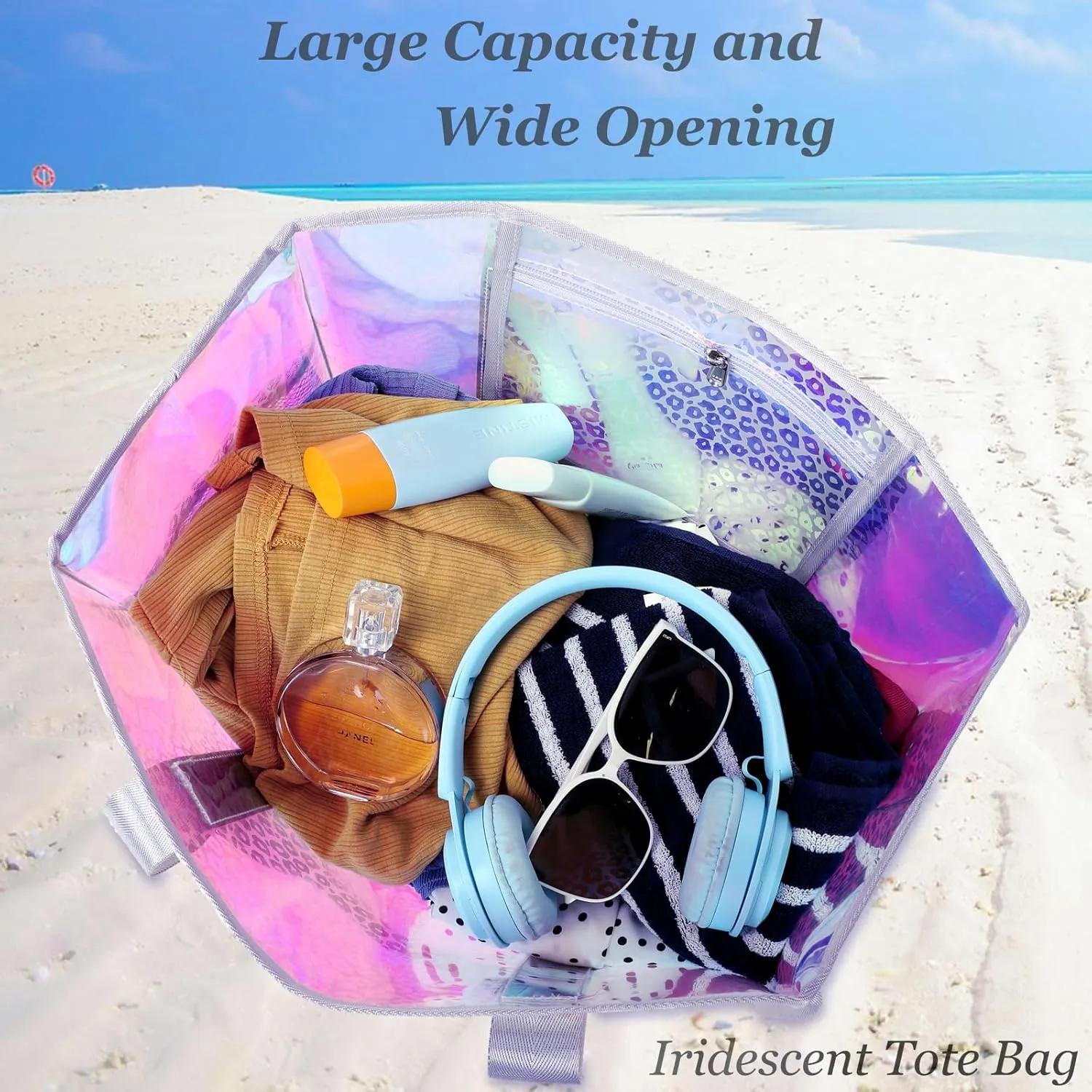 JIANYA Beach Bag, Tip-Proof Waterproof Pool Bag Shoulder Bag with Pockets for Work, Travel, Gym, Beach & Pool