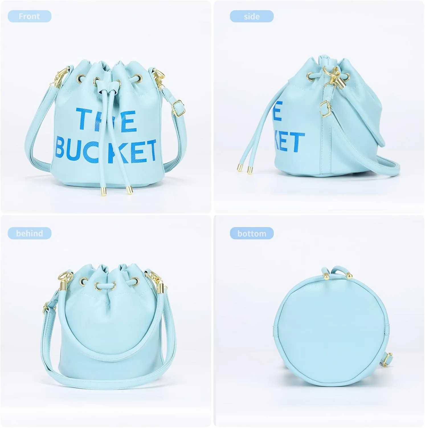 JQAliMOVV Mini Leather Bucket Bags for Women Drawstring Bucket Purse Crossbody Handbags Hobo Bag