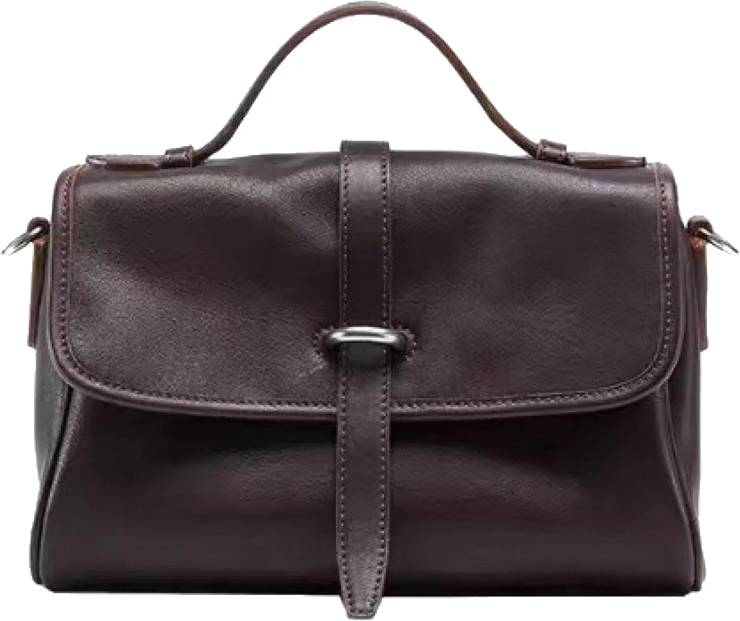 Lazy Bucket Vegetable Tanned Cowhide Large Capacity Commuter Tote College Student Hand-held Crossbody Bag on One Shoulder