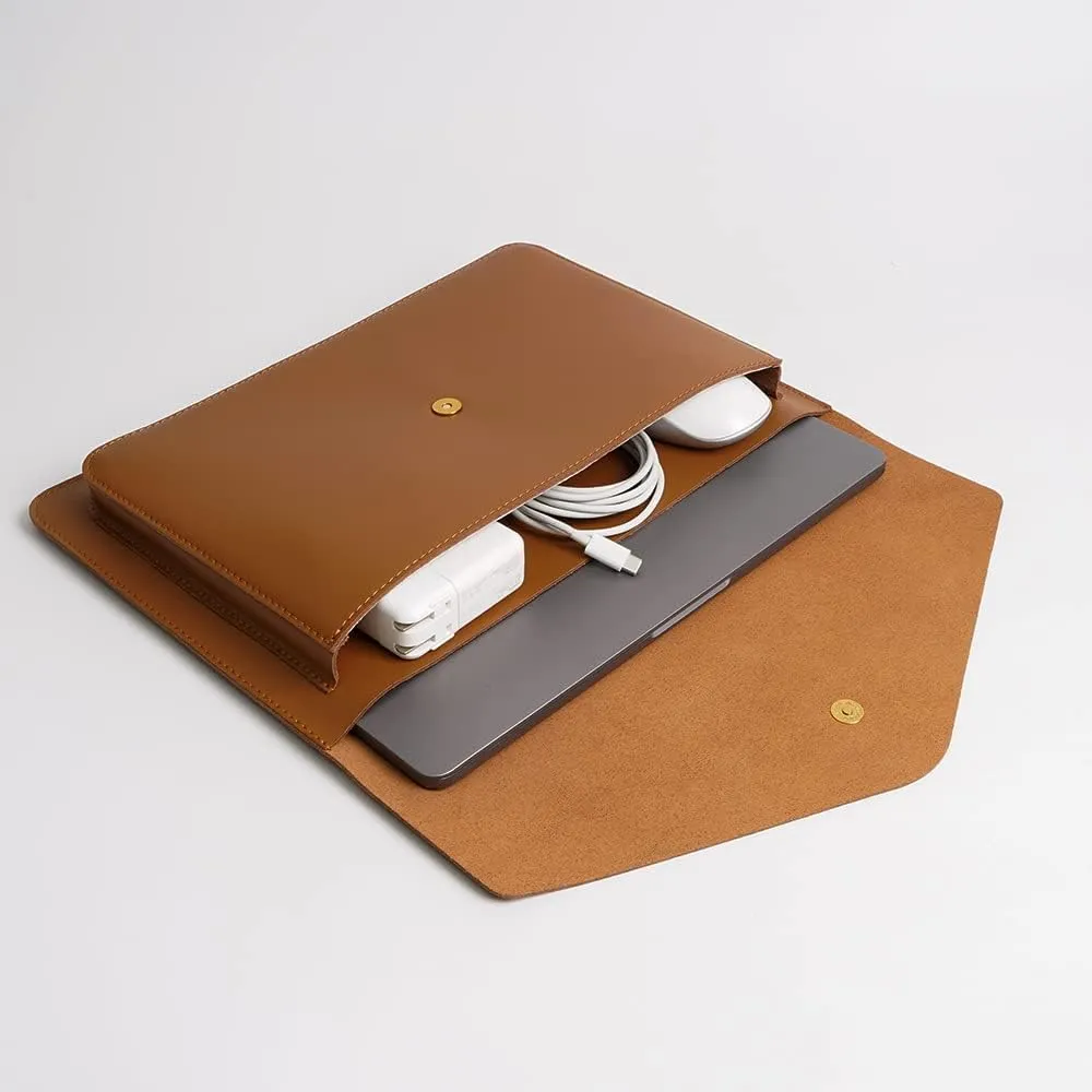 Leather Laptop Sleeve 13 Inch Compatible for 2024 13inch MacBook Air A3113 M3,13 MacBook Pro M2, Surface Pro 3 4 5 6 7, Dell XPS 13 Color Color Brown
