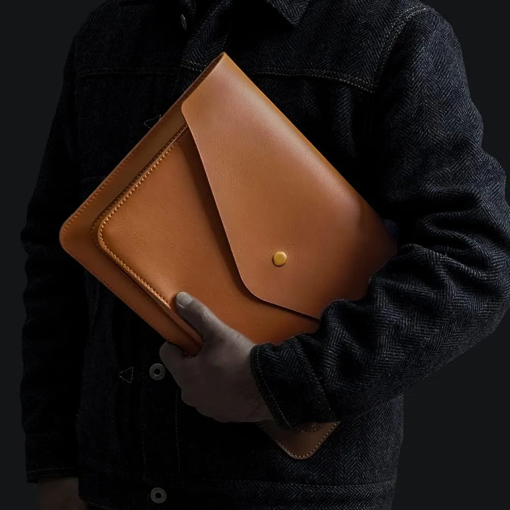 Leather Laptop Sleeve 13 Inch Compatible for 2024 13inch MacBook Air A3113 M3,13 MacBook Pro M2, Surface Pro 3 4 5 6 7, Dell XPS 13 Color Color Brown
