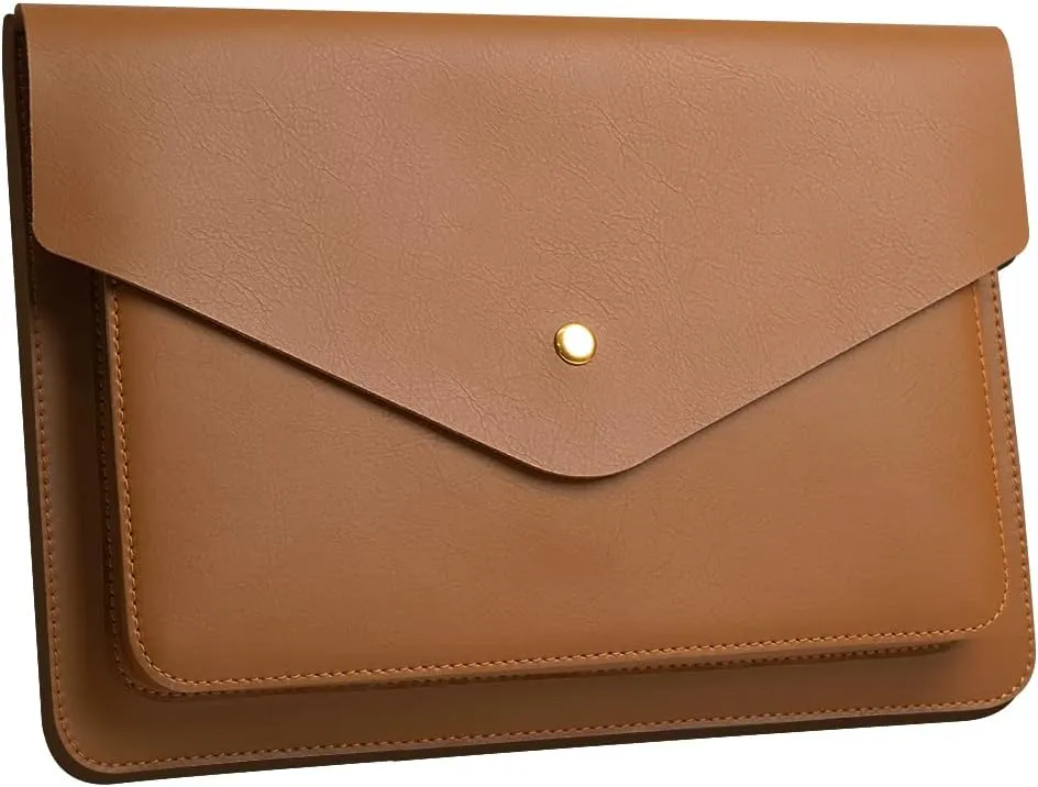 Leather Laptop Sleeve 13 Inch Compatible for 2024 13inch MacBook Air A3113 M3,13 MacBook Pro M2, Surface Pro 3 4 5 6 7, Dell XPS 13 Color Color Brown