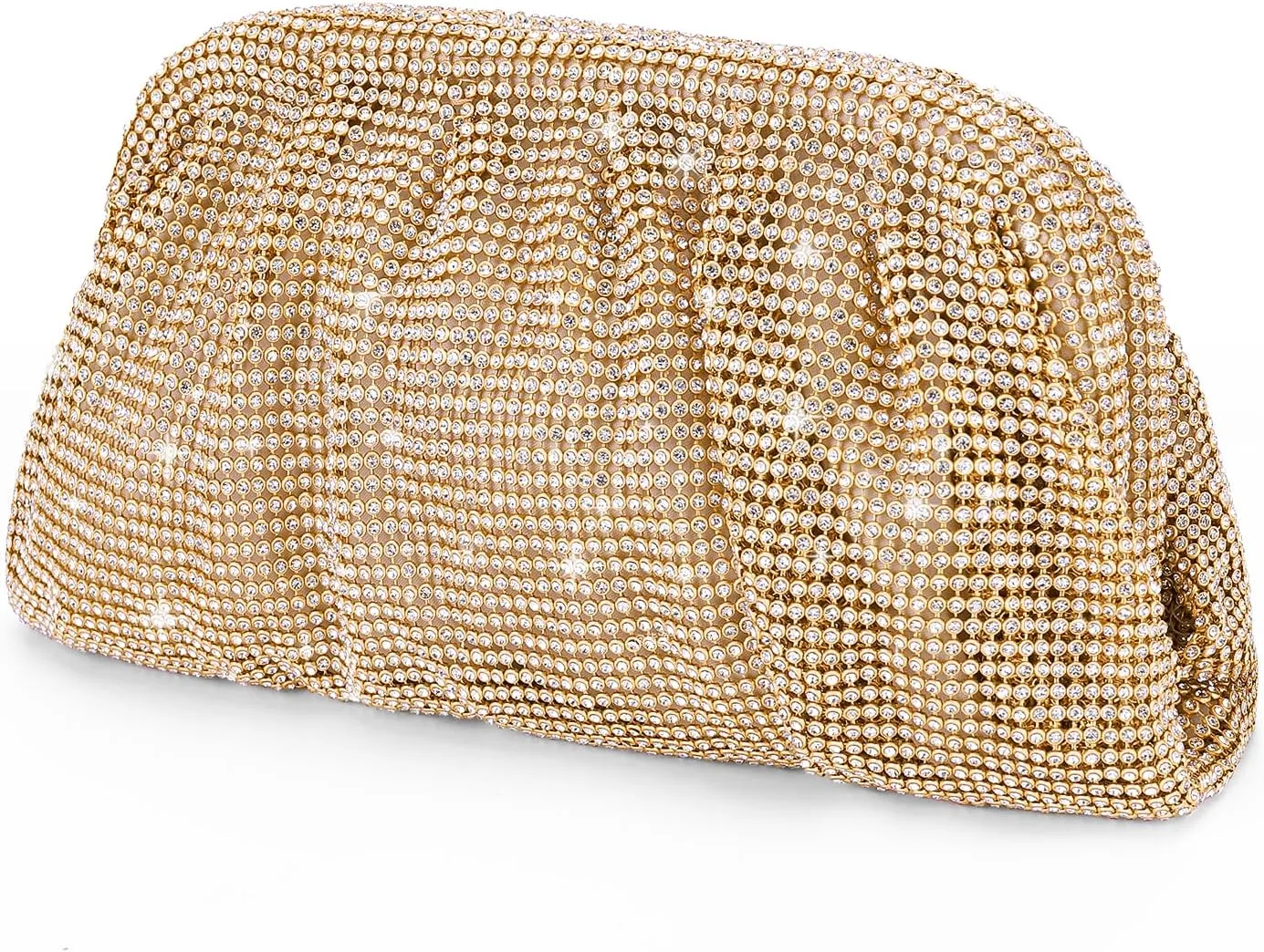 Lushandy Rhinestone Purse, Gold Silver Clutch Purses for Women Evening Bag Formal Wedding Clutch Bag Dumpling Bag Dress Purse