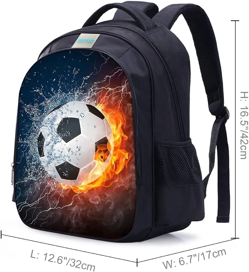 MATMO Boys Soccer Print School Bag - Football Pattern, Cool Design (Soccer Backpack 22-11)