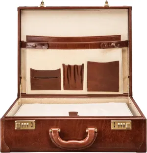 Maxwell Scott - Luxury Leather Large Square Box Attach Briefcase with Combination - Handmade in Italy - The Buroni