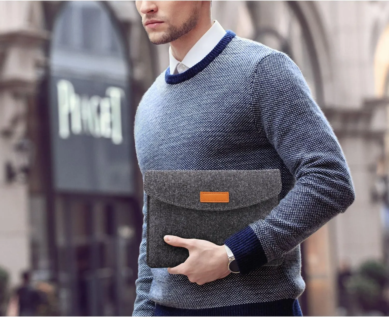 MoKo 7-8 Inch Sleeve Bag, Portable Carrying Protective Felt Tablet Case Cover Fits with iPad Mini (A17 Pro) 8.3" 2024, iPad Mini 6/5/4/3/2/1, Galaxy Tab S2 8.0, Tab A 8.0, ZenPad Z8s 7.9,Dark Gray