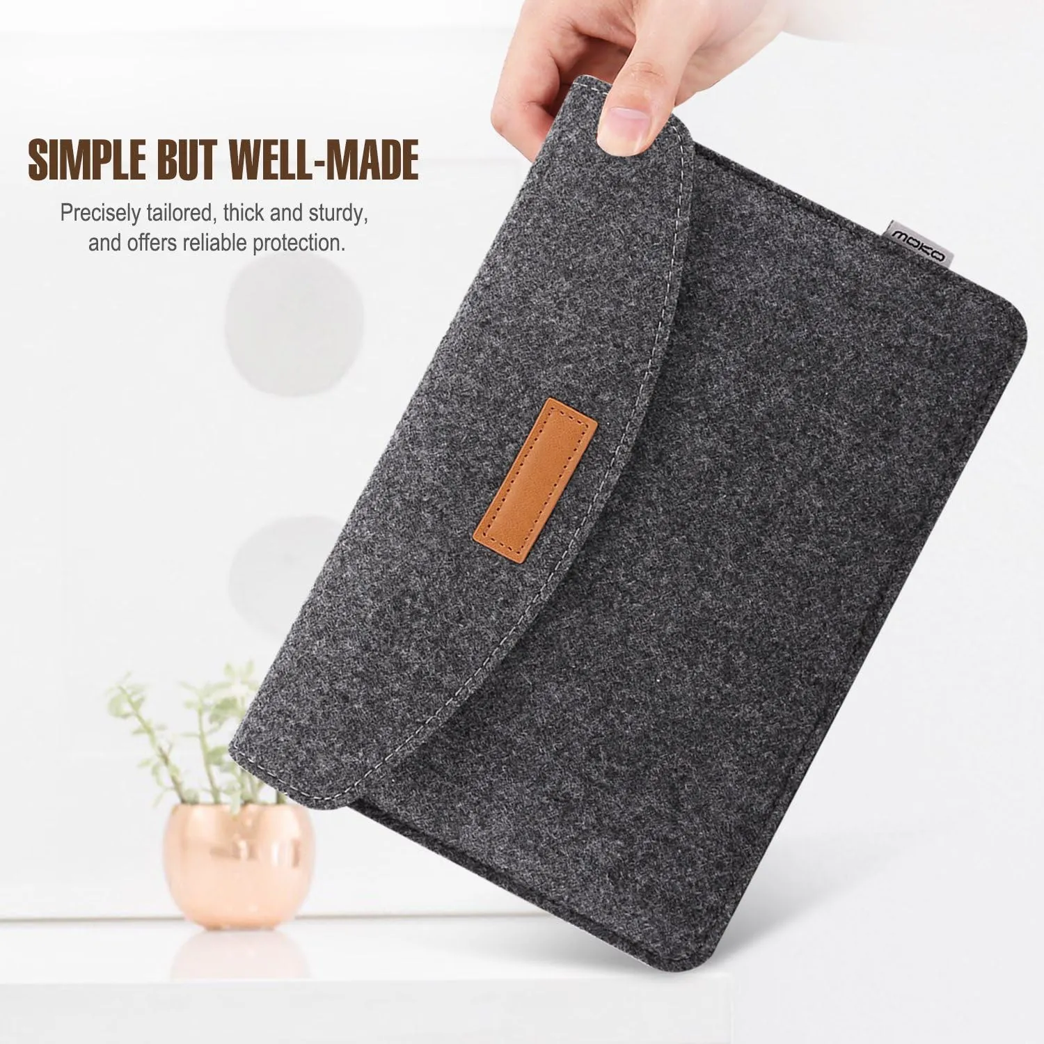 MoKo 7-8 Inch Sleeve Bag, Portable Carrying Protective Felt Tablet Case Cover Fits with iPad Mini (A17 Pro) 8.3" 2024, iPad Mini 6/5/4/3/2/1, Galaxy Tab S2 8.0, Tab A 8.0, ZenPad Z8s 7.9,Dark Gray
