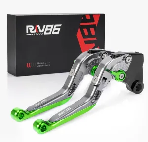 Motorcycle Brake Clutch Levers Foldable Extendable Aluminum CNC Kawasaki Z800/Z800E (2013-2016), Z750 (2007-2012) Green