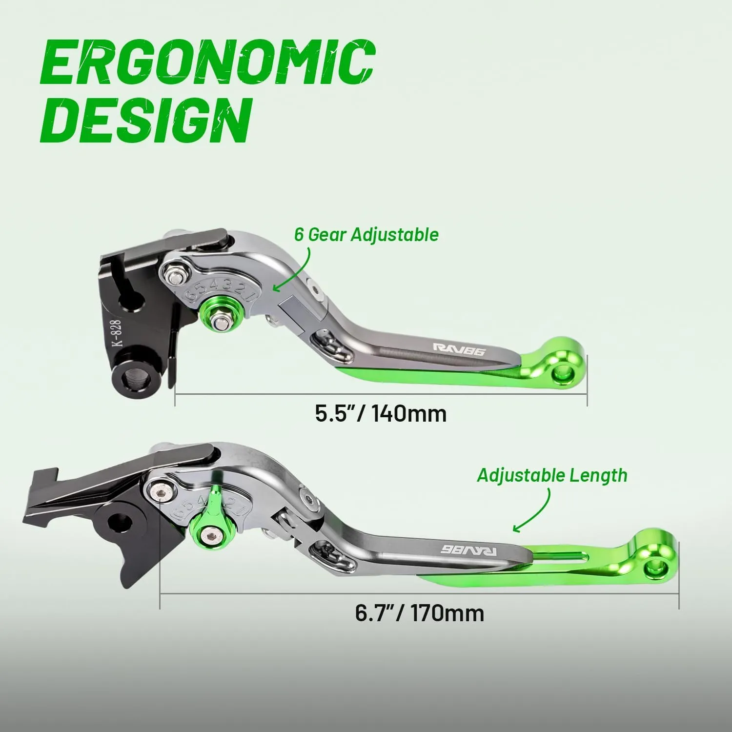 Motorcycle Brake Clutch Levers Foldable Extendable Aluminum CNC Kawasaki Z800/Z800E (2013-2016), Z750 (2007-2012) Green