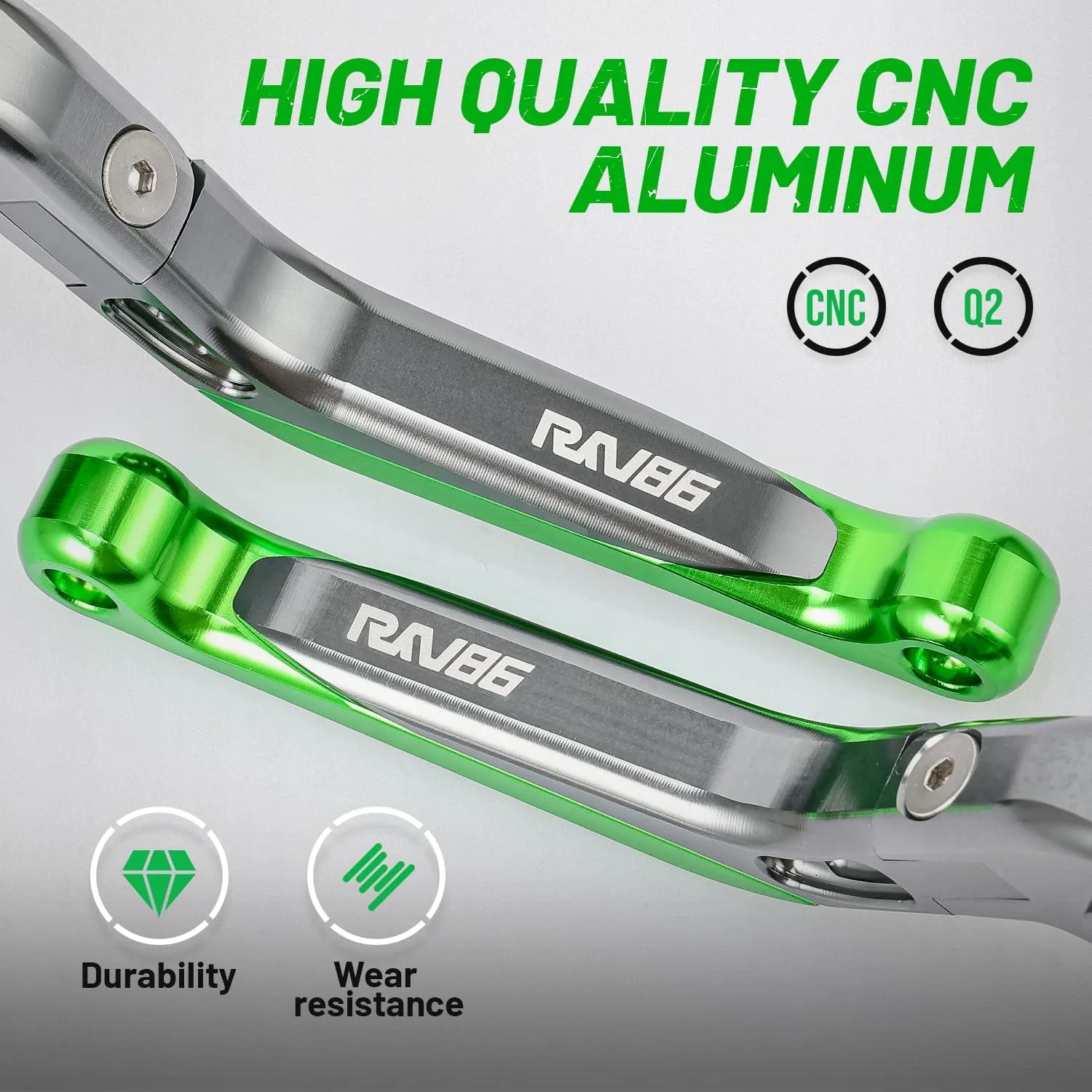 Motorcycle Brake Clutch Levers Foldable Extendable Aluminum CNC Kawasaki Z800/Z800E (2013-2016), Z750 (2007-2012) Green