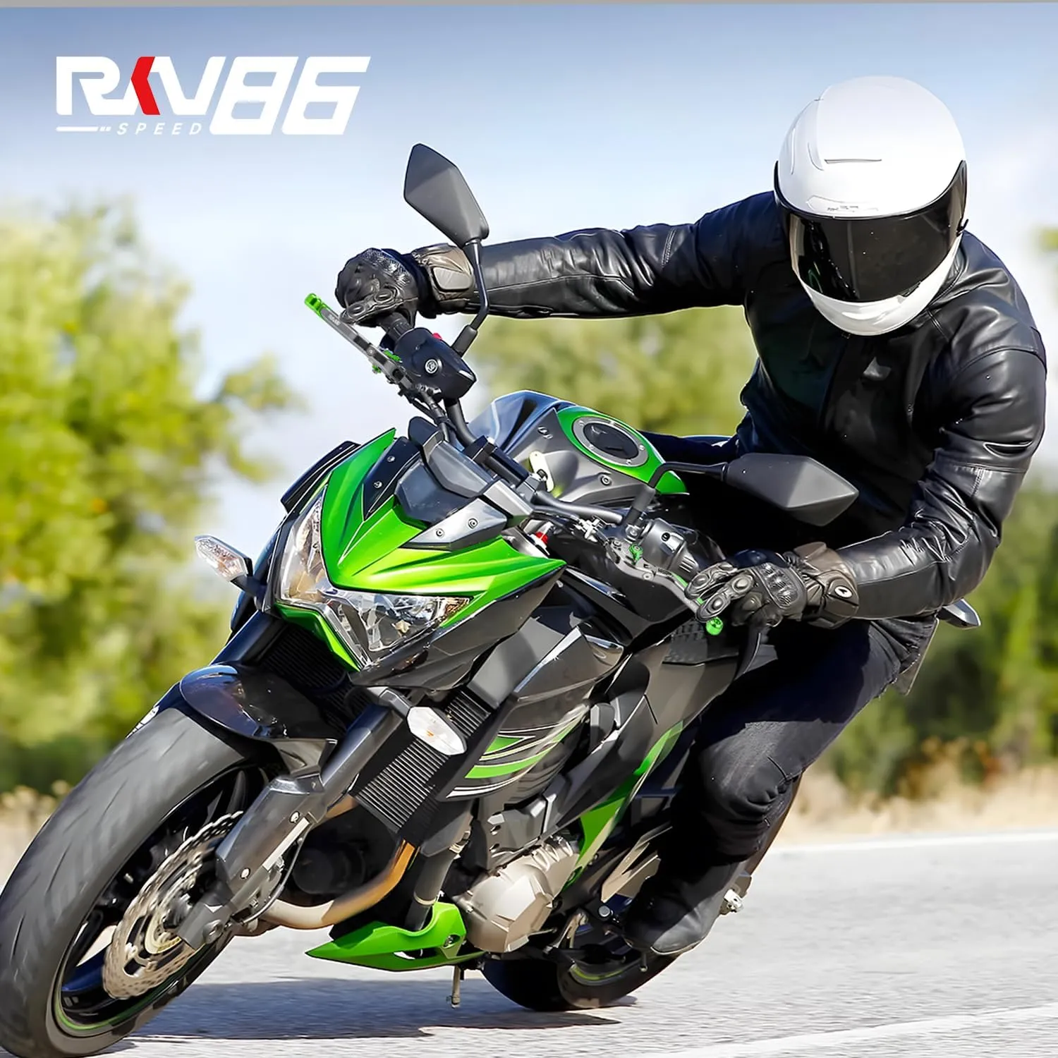 Motorcycle Brake Clutch Levers Foldable Extendable Aluminum CNC Kawasaki Z800/Z800E (2013-2016), Z750 (2007-2012) Green