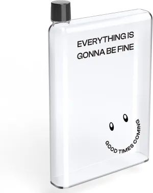 NiHome Flat Water Bottle for Purse 750ml/25oz, A5 Transparent Plastic Book-Shaped Portable for Travel, BPA-Free Leak-Proof Square for Bag (Smile)