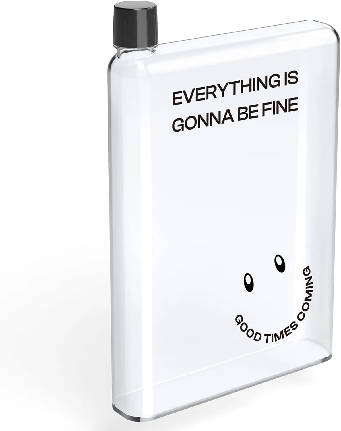NiHome Flat Water Bottle for Purse 750ml/25oz, A5 Transparent Plastic Book-Shaped Portable for Travel, BPA-Free Leak-Proof Square for Bag (Smile)