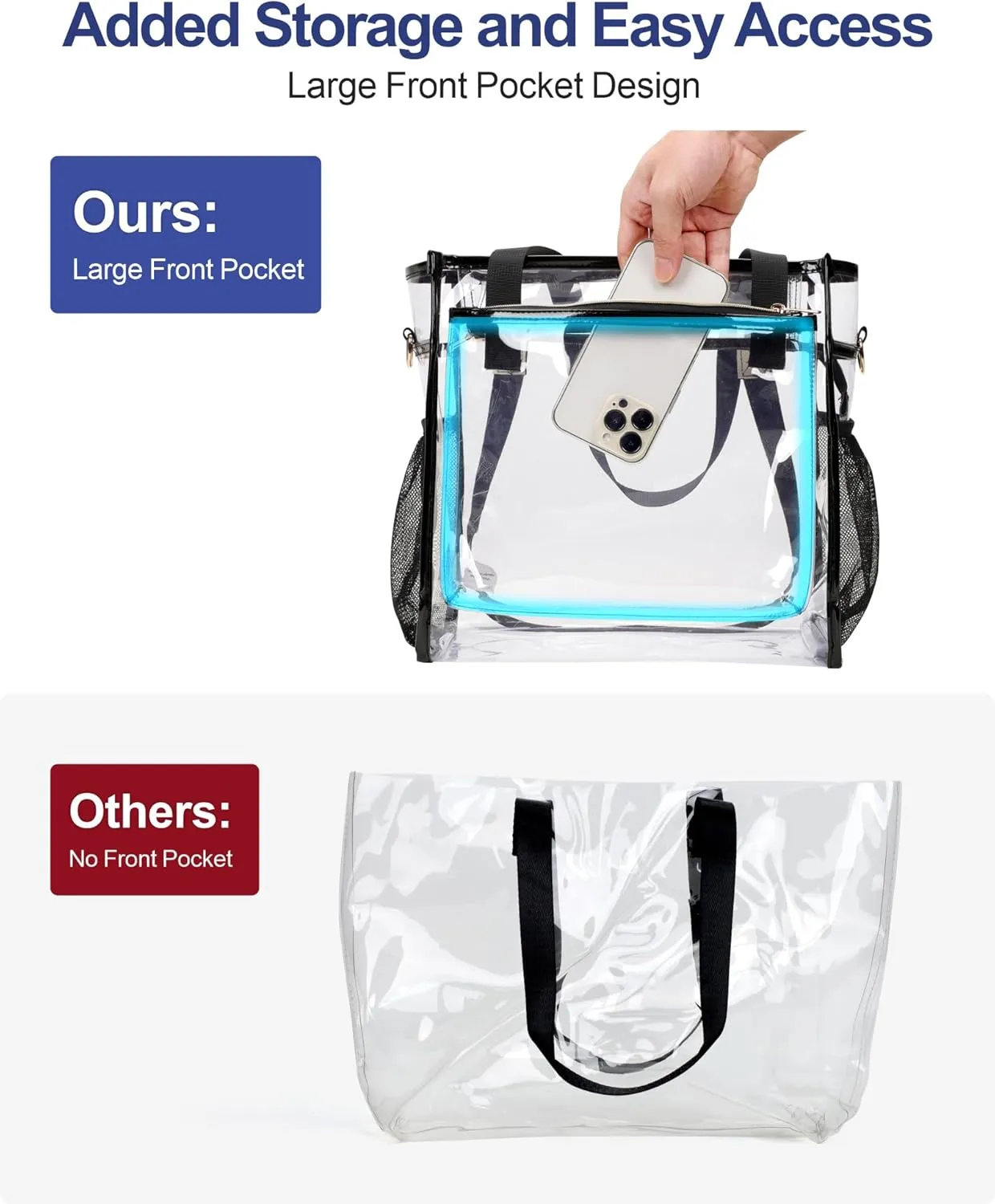 PACKISM Clear Bag 12x6x12 Stadium Approved - Clear Tote Bag for Sport Events Game Day Concert and Work