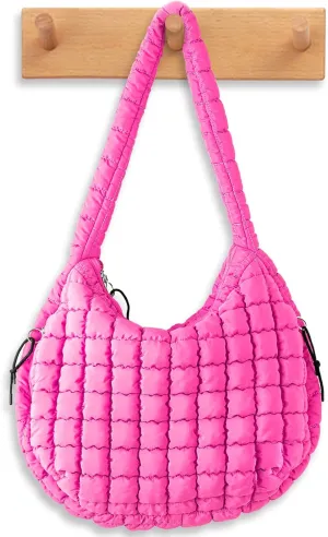 Puffer Quilted Shoulder Bag Large Puffer Tote Bag for Women,Hobo Quilted Tote Bag Crossbody Shoulder Handbags Puff Purse