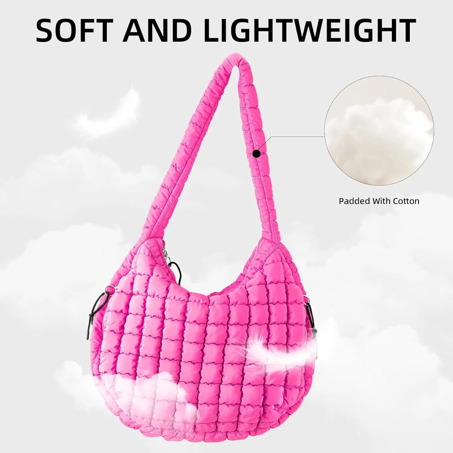 Puffer Quilted Shoulder Bag Large Puffer Tote Bag for Women,Hobo Quilted Tote Bag Crossbody Shoulder Handbags Puff Purse