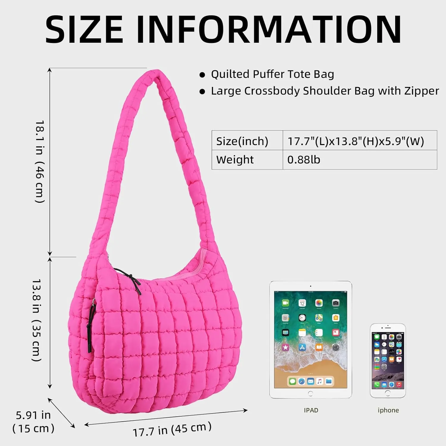 Puffer Quilted Shoulder Bag Large Puffer Tote Bag for Women,Hobo Quilted Tote Bag Crossbody Shoulder Handbags Puff Purse