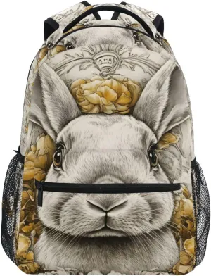 Rabbit Floral Cute Backpack for School Boys Girls Laptop Travel Backpack Book Bag Daypack 11.4 16 In M