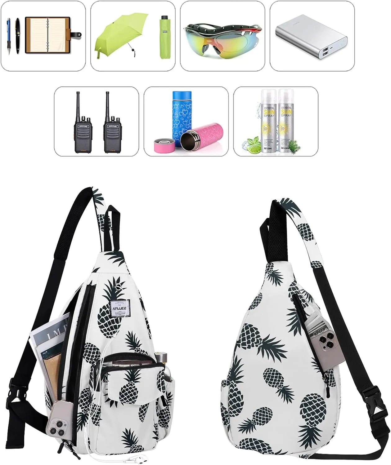 Rope Sling Bag for Women Men Casual Cross Body Daypack Backpack Adjustable Strap Water Repellent for Travel/Sport