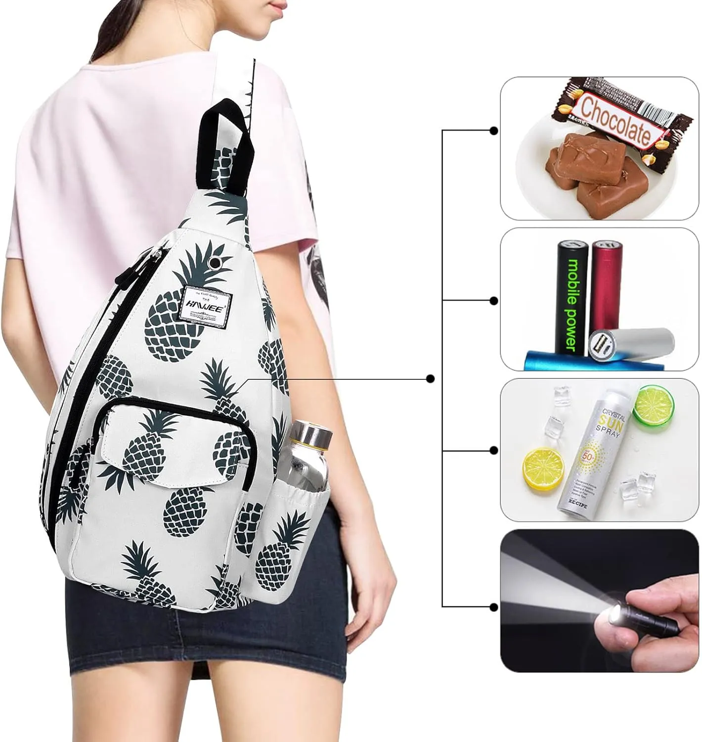 Rope Sling Bag for Women Men Casual Cross Body Daypack Backpack Adjustable Strap Water Repellent for Travel/Sport