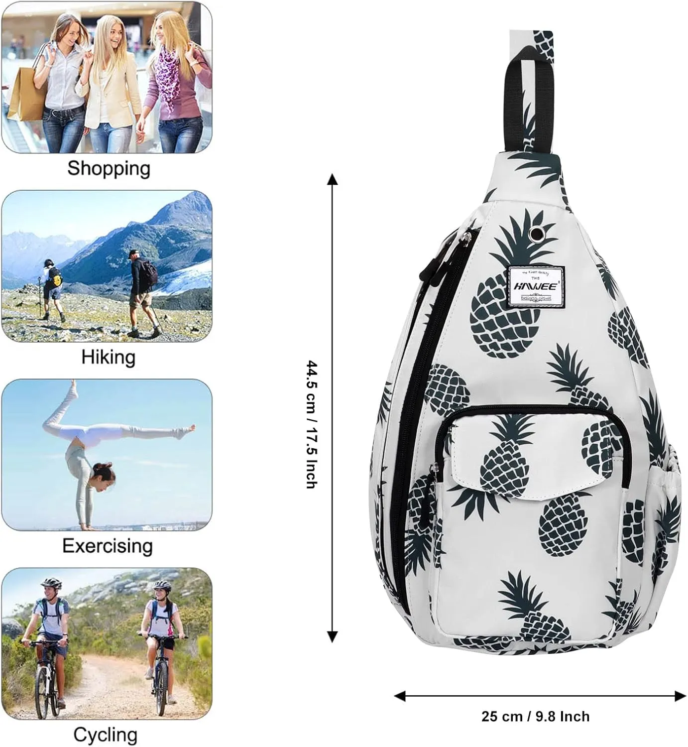Rope Sling Bag for Women Men Casual Cross Body Daypack Backpack Adjustable Strap Water Repellent for Travel/Sport