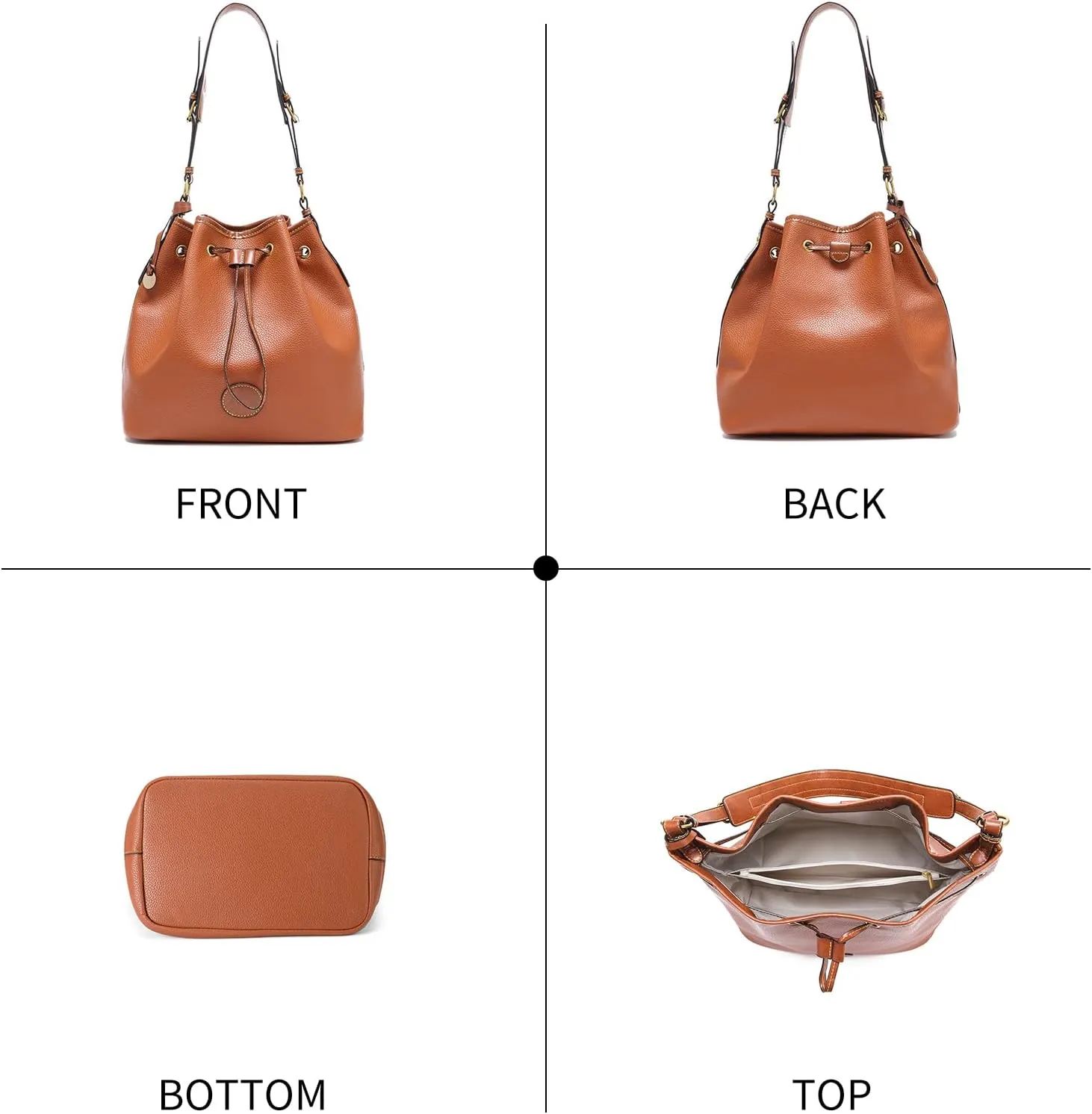 SENDEFN Bucket Shoulder Purses for Women Vegan Leather Bucket Bag Hobo Retro Handbags