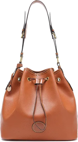 SENDEFN Bucket Shoulder Purses for Women Vegan Leather Bucket Bag Hobo Retro Handbags
