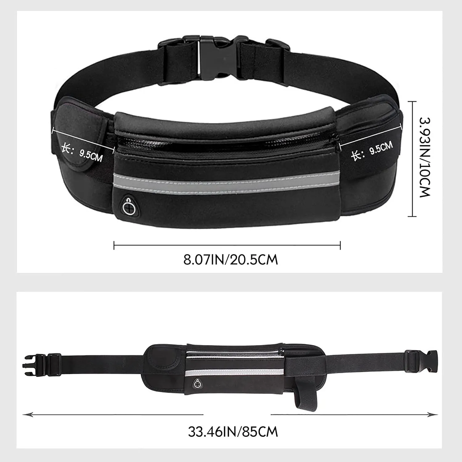 Slim Running Belt, Waterproof Fanny Pack for Men,Phone Holder for Running,Reflective Waist Bag for Women,Runners Belt Pouch,Money Belt,Waist Pack Bag for Workout Travel Running Camping
