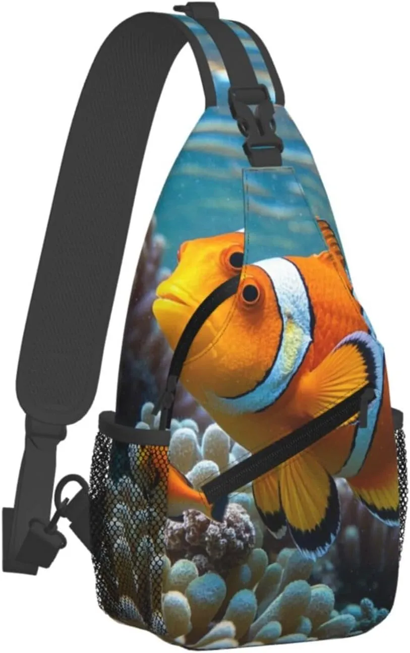 Sling Bag Crossbody Shoulder Bag Cross Chest Bag Color butterfly pattern Sling Backpack Travel Hiking Daypack