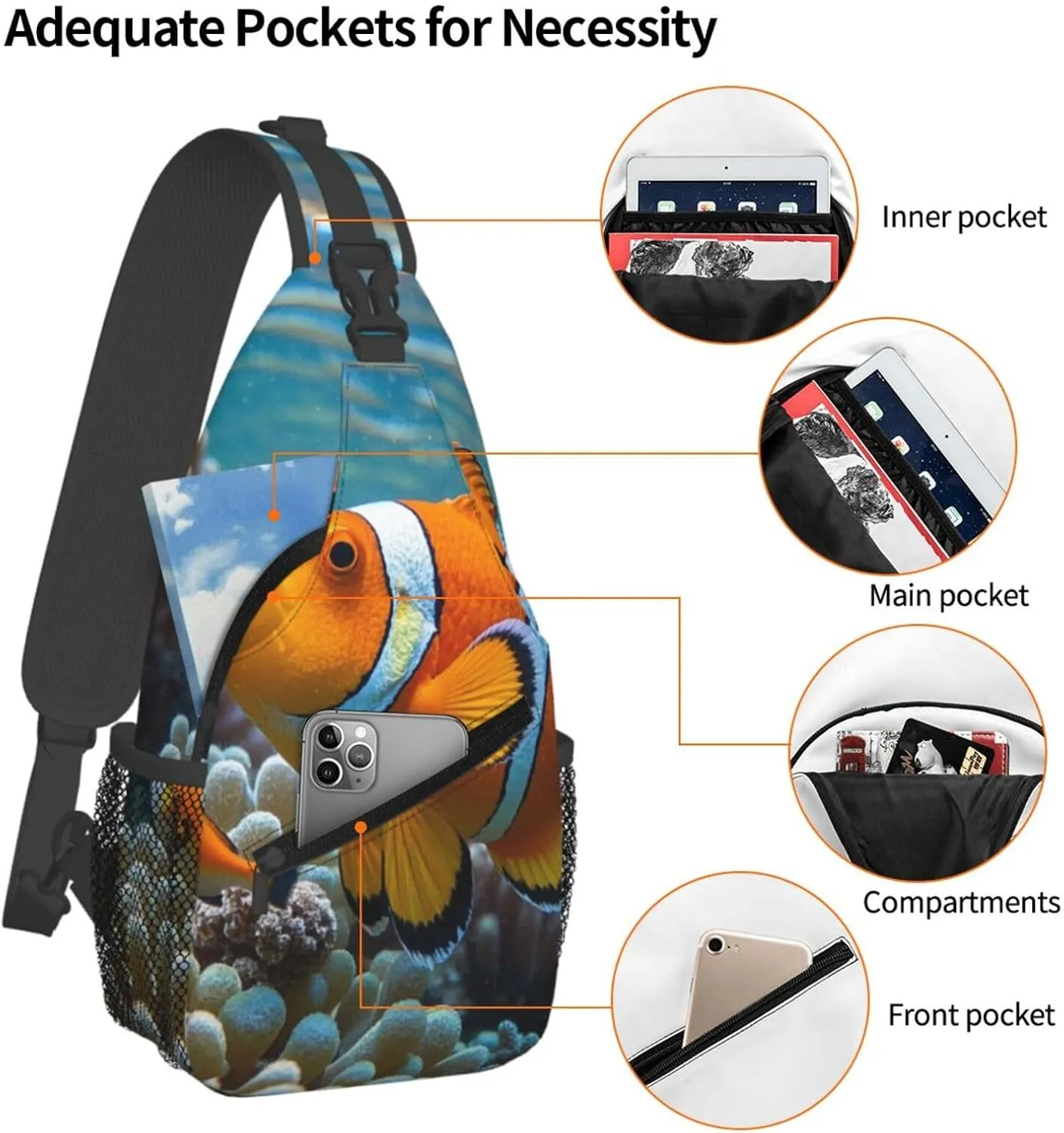 Sling Bag Crossbody Shoulder Bag Cross Chest Bag Color butterfly pattern Sling Backpack Travel Hiking Daypack