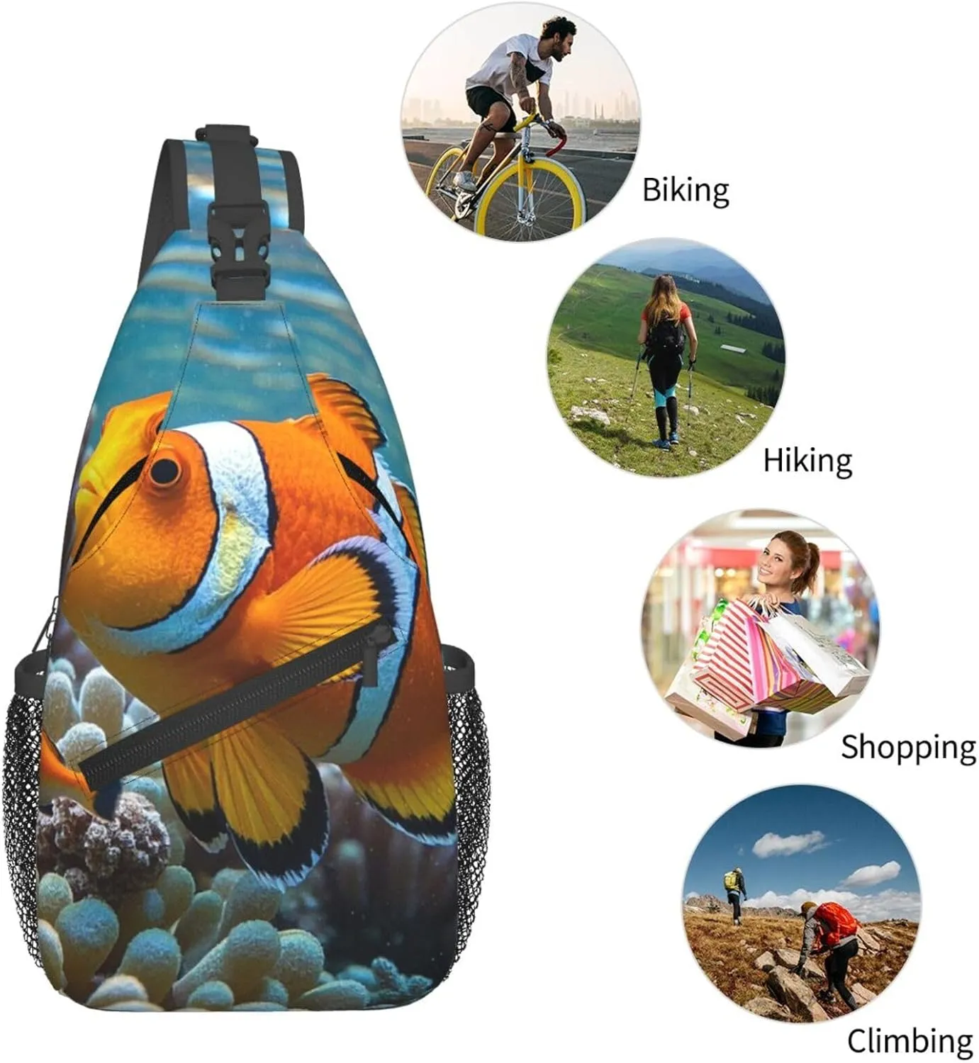 Sling Bag Crossbody Shoulder Bag Cross Chest Bag Color butterfly pattern Sling Backpack Travel Hiking Daypack