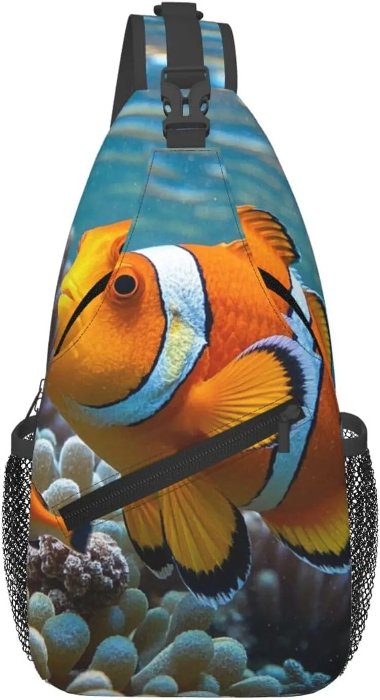 Sling Bag Crossbody Shoulder Bag Cross Chest Bag Color butterfly pattern Sling Backpack Travel Hiking Daypack