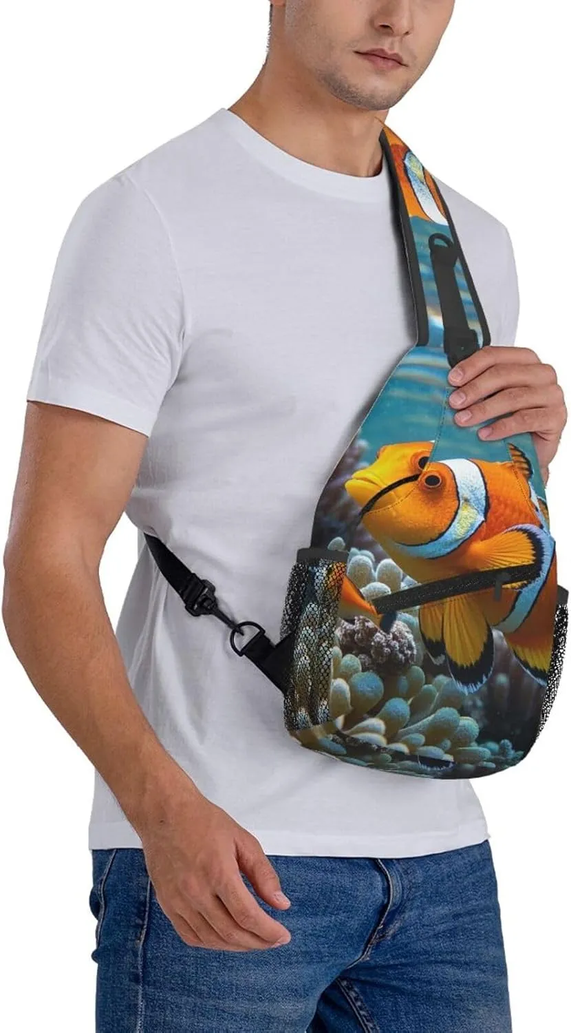 Sling Bag Crossbody Shoulder Bag Cross Chest Bag Color butterfly pattern Sling Backpack Travel Hiking Daypack