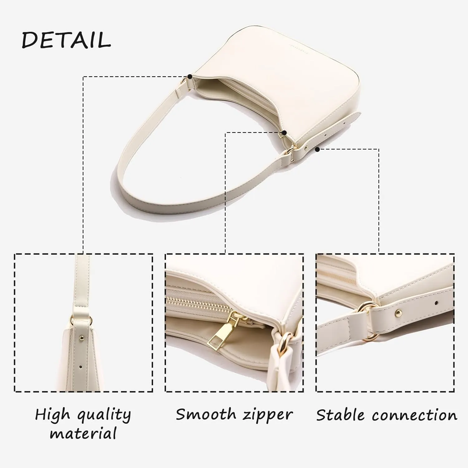 Small Shoulder Purse for Women - Mini Leather Shoulder Bag Little Tote Bag Trendy Hobo Bag with Zipper