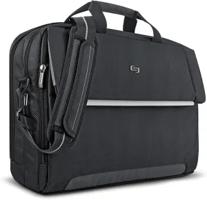 Solo New York Briefcase - Laptop Carrying Bag for Women & Men, Brief for Travel & Work, Divided File Compartment, Adjustable Shoulder Strap, Fits 17.3" Computer - Chrysler, Black