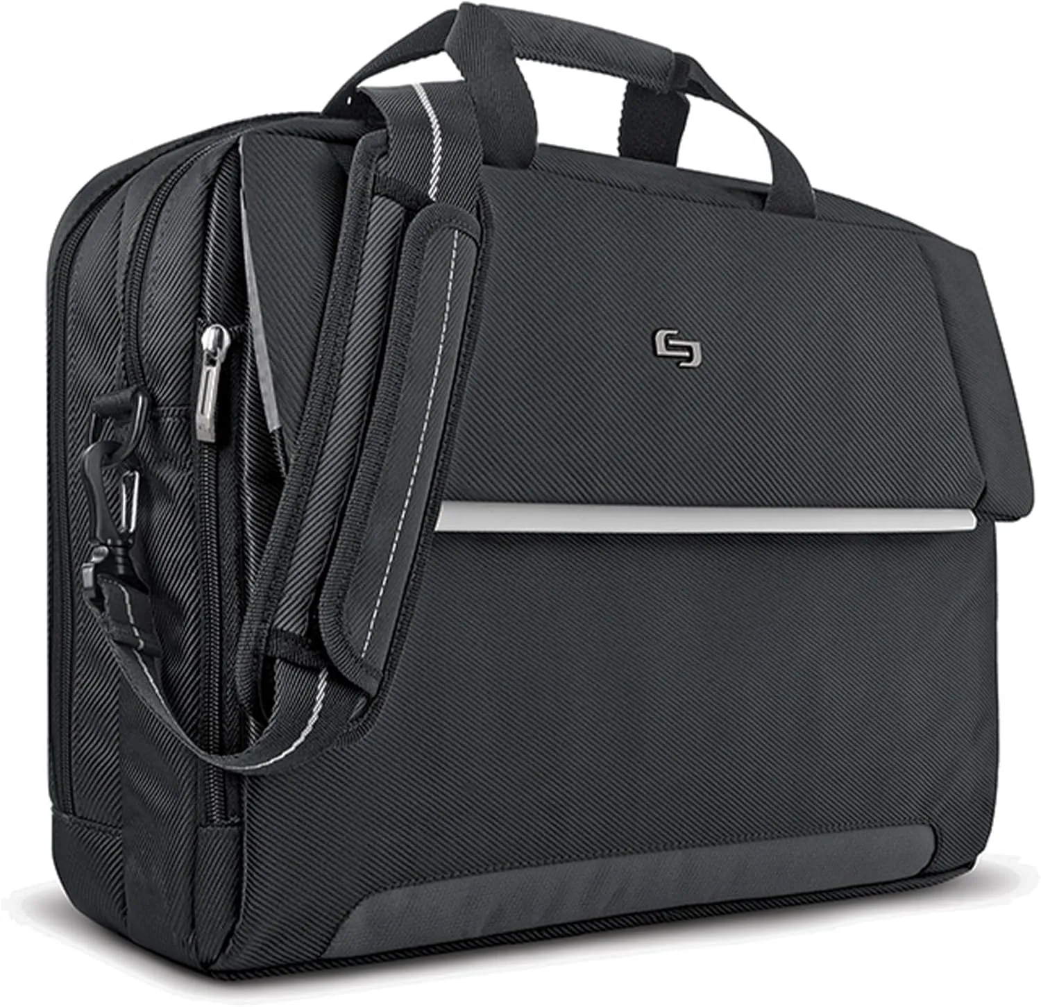Solo New York Briefcase - Laptop Carrying Bag for Women & Men, Brief for Travel & Work, Divided File Compartment, Adjustable Shoulder Strap, Fits 17.3" Computer - Chrysler, Black