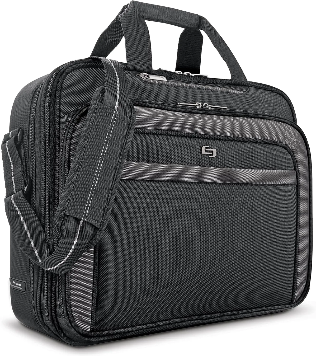 Solo New York Briefcase - Laptop Carrying Bag for Women & Men, Brief for Travel & Work, Front Zippered Pocket, Adjustable Shoulder Strap, Fits 17.3" Computer - Empire, Black