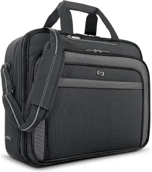 Solo New York Briefcase - Laptop Carrying Bag for Women & Men, Brief for Travel & Work, Front Zippered Pocket, Adjustable Shoulder Strap, Fits 17.3" Computer - Empire, Black
