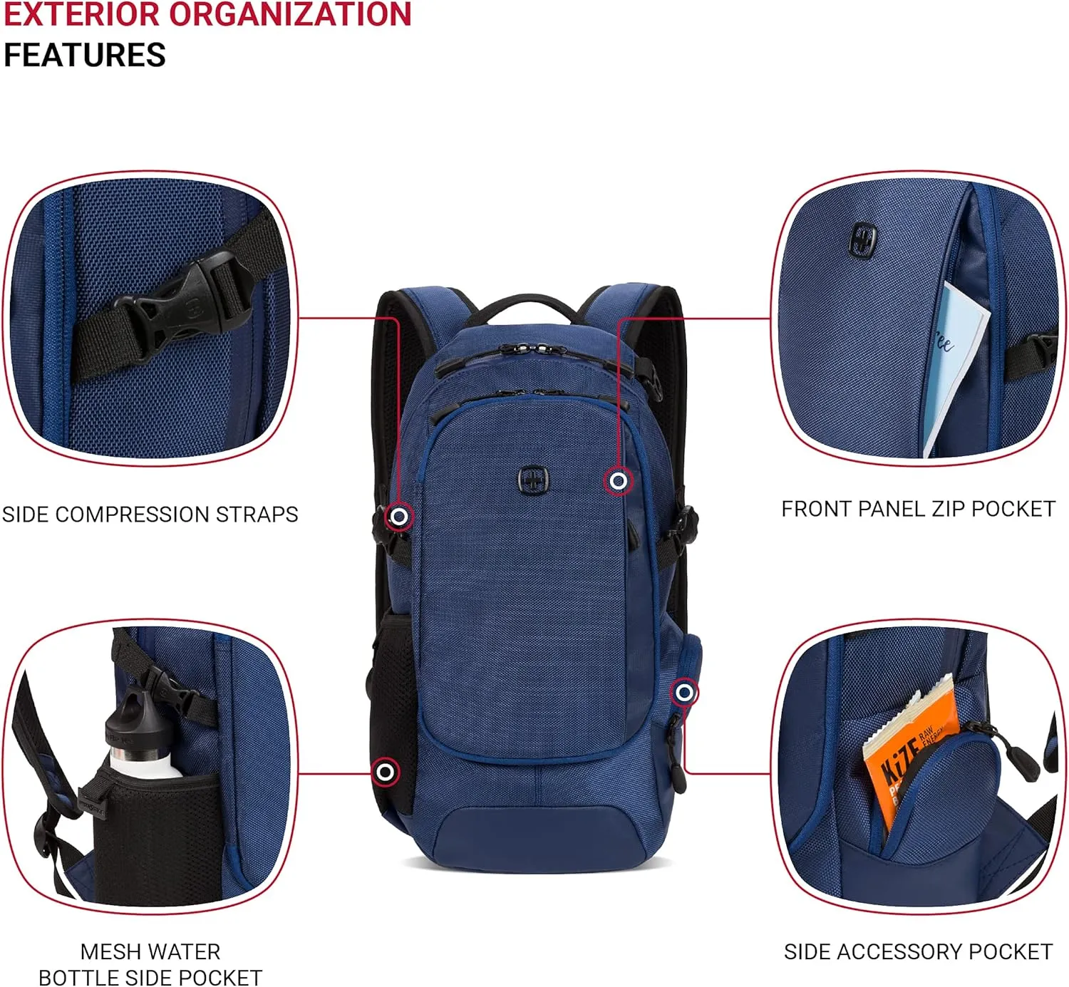 SwissGear 3598 Backpack Narrow Daypack, Navy Ballistic, 18-Inch