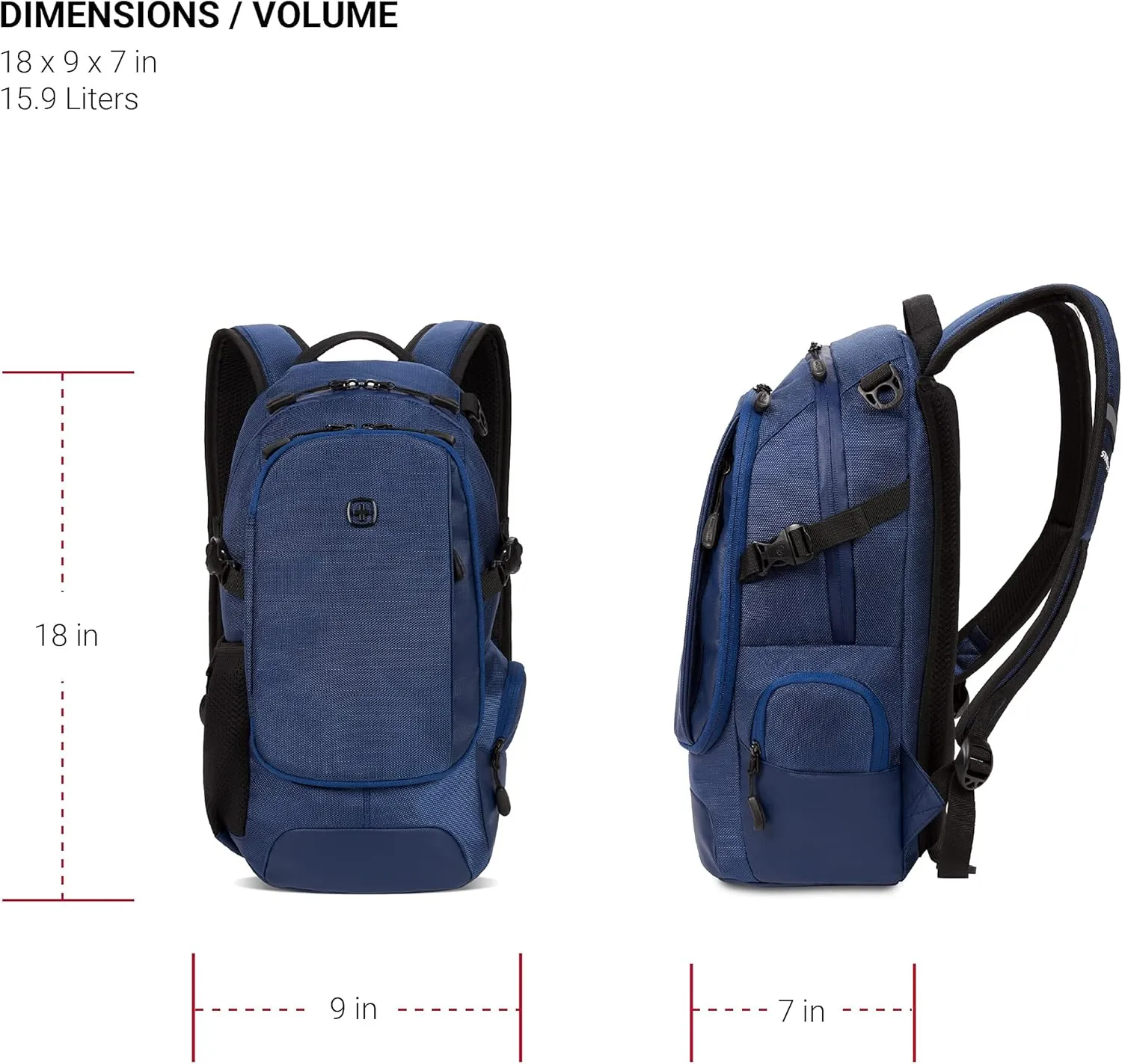 SwissGear 3598 Backpack Narrow Daypack, Navy Ballistic, 18-Inch