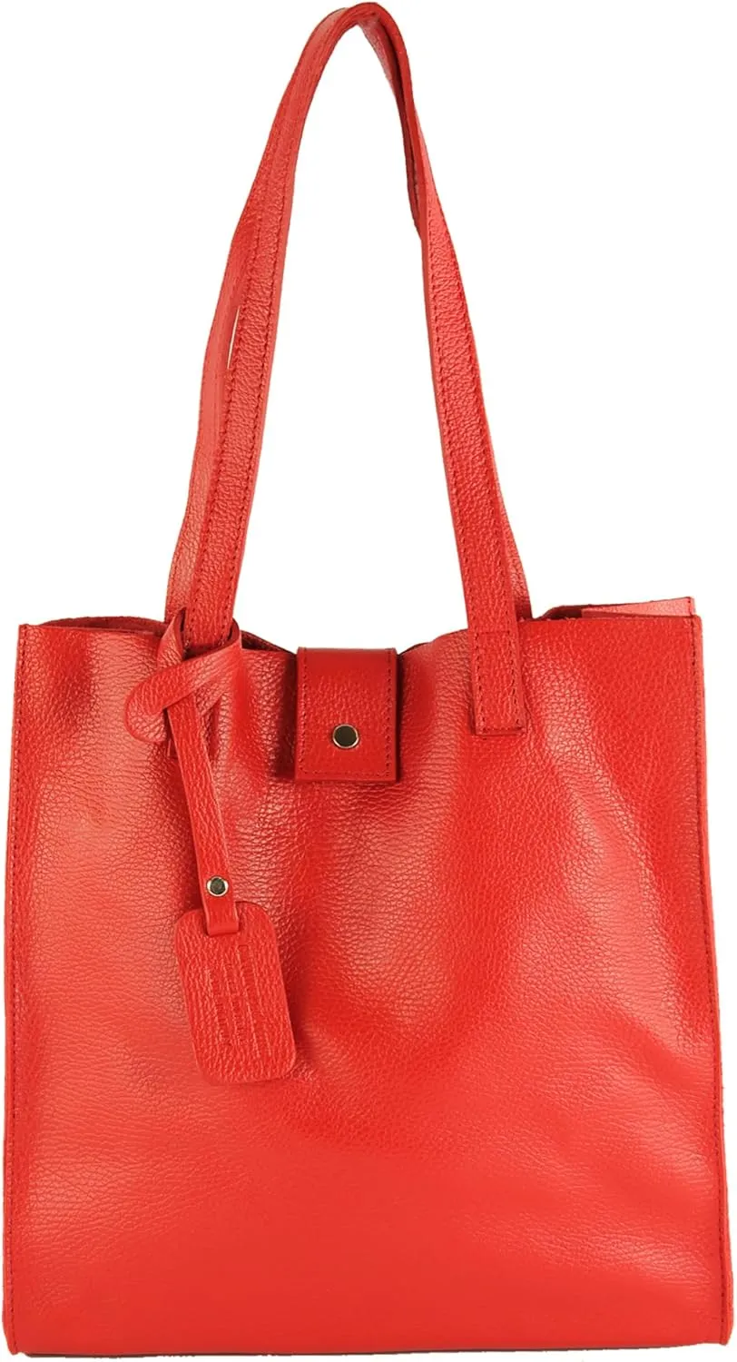 T247 - Ital. leather shopper with removable inner pocket