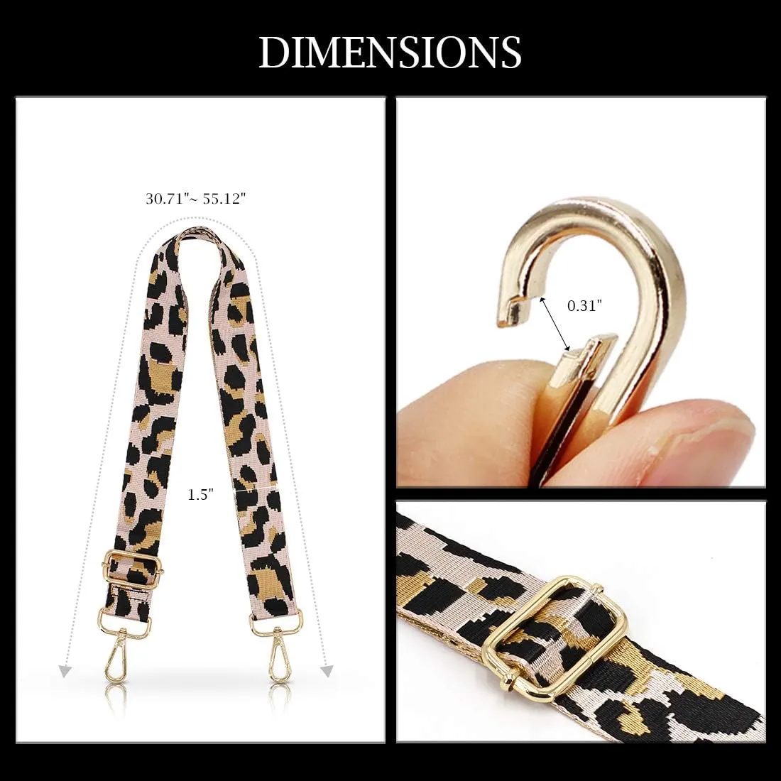 TANOSII Wide Purse Strap Adjustable Replacement Shoulder Crossbody Strap Handbag Strap