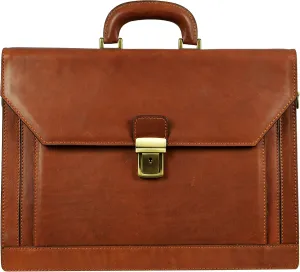 Time Resistance Leather Briefcase - Italian Handmade Laptop Bag - Work Bag for Men and Women - Attache - Computer Bag