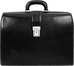 Time Resistance Leather Lawyer Briefcase - Italian Handmade Laptop Briefcase for Men and Women - Attache Case - Doctor Bag