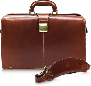Tony Perotti Benevento Italian Leather Professional Briefcase for Men - Double-Compartment Lawyer's Hardcover Briefcases