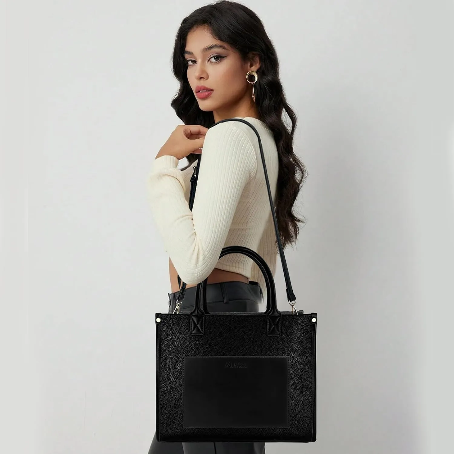 Tote Bag For Women The Leather Tote Bag with Zipper Boho Bags Shoulder Handbags for Work, Travel, Office