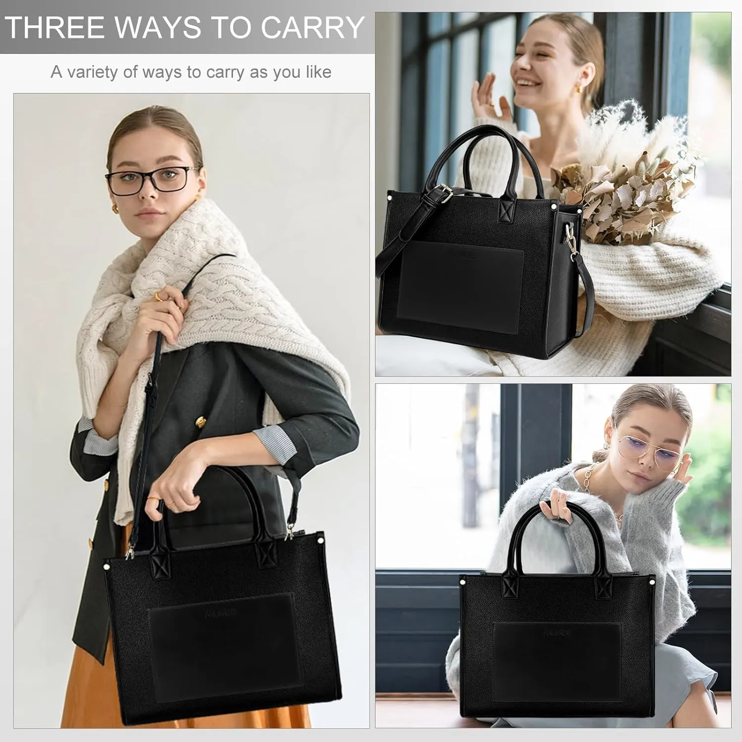 Tote Bag For Women The Leather Tote Bag with Zipper Boho Bags Shoulder Handbags for Work, Travel, Office