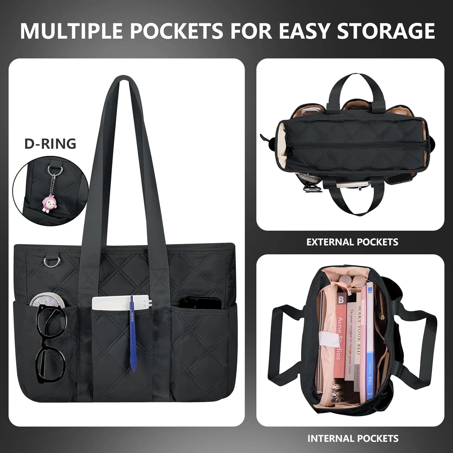Tote Bag for Women with Zipper - Teacher, Nursing & Travel Weekender Work Bag