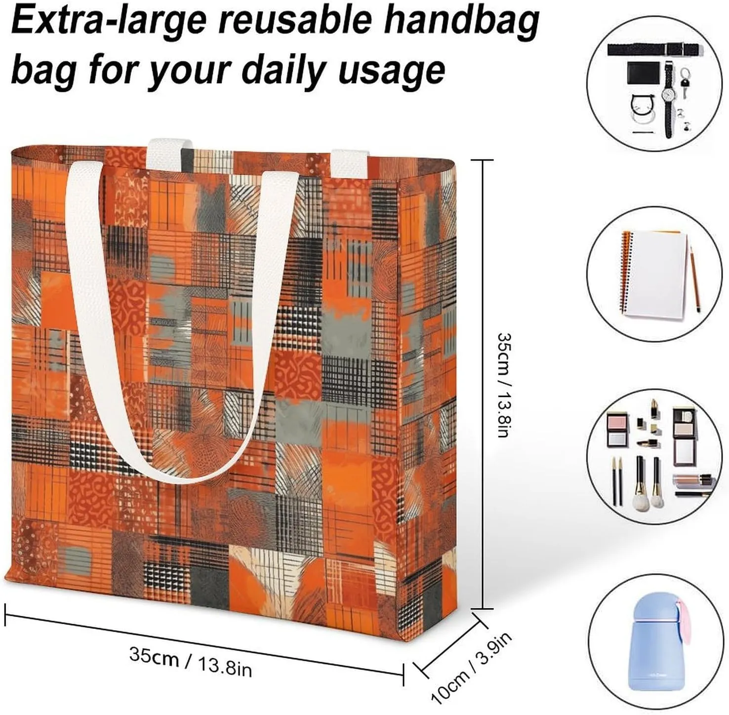 Tote Bag Laptop Handbag Classical Pattern Flowers Grocery Bag Canvas Shoulder Bag Crossbody Bag for Travel